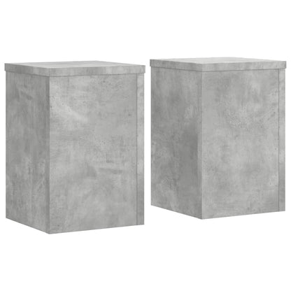 Plantenstandaards 2 st 20x20x30 cm bewerkt hout betongrijs