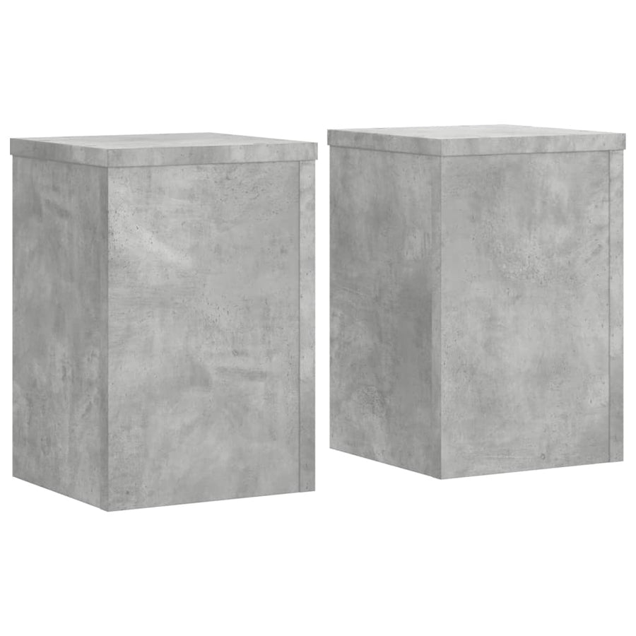 Plantenstandaards 2 st 20x20x30 cm bewerkt hout betongrijs