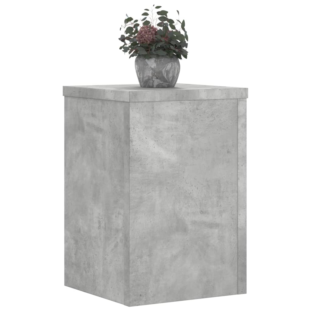 Plantenstandaards 2 st 20x20x30 cm bewerkt hout betongrijs