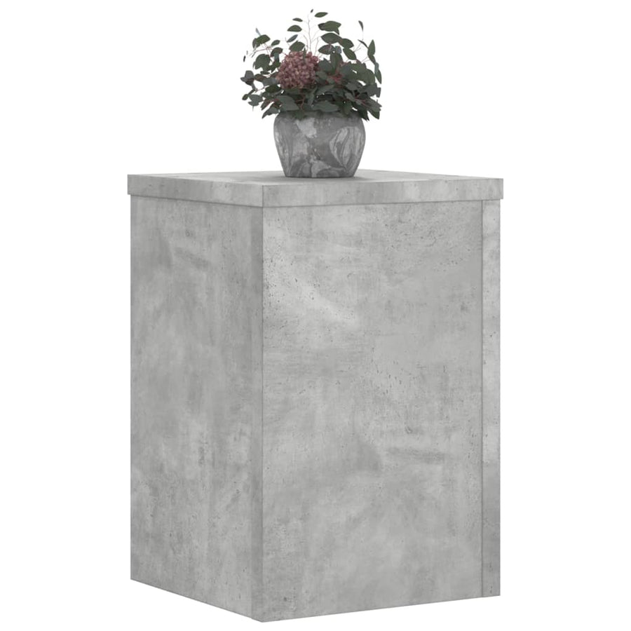 Plantenstandaards 2 st 20x20x30 cm bewerkt hout betongrijs