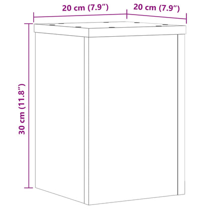 Plantenstandaards 2 st 20x20x30 cm bewerkt hout betongrijs