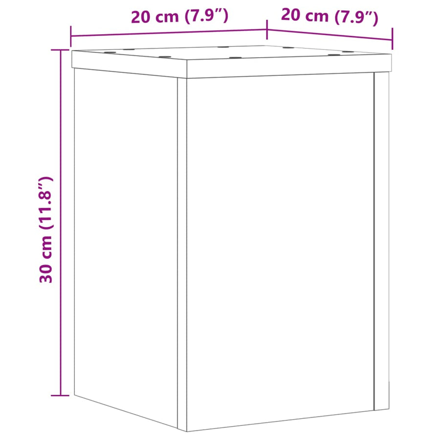 Plantenstandaards 2 st 20x20x30 cm bewerkt hout betongrijs