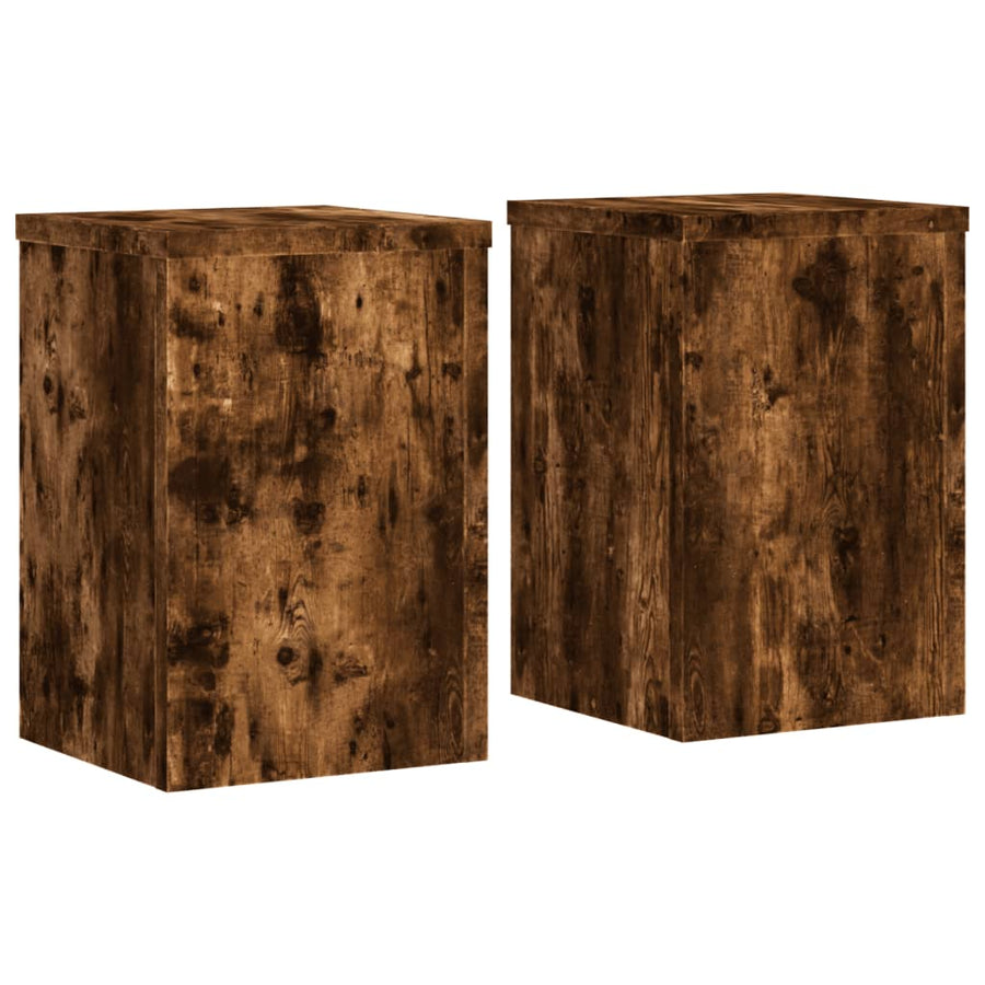Plantenstandaards Bewerkt Hout 20 x 20 x 30 cm Gerookt eiken