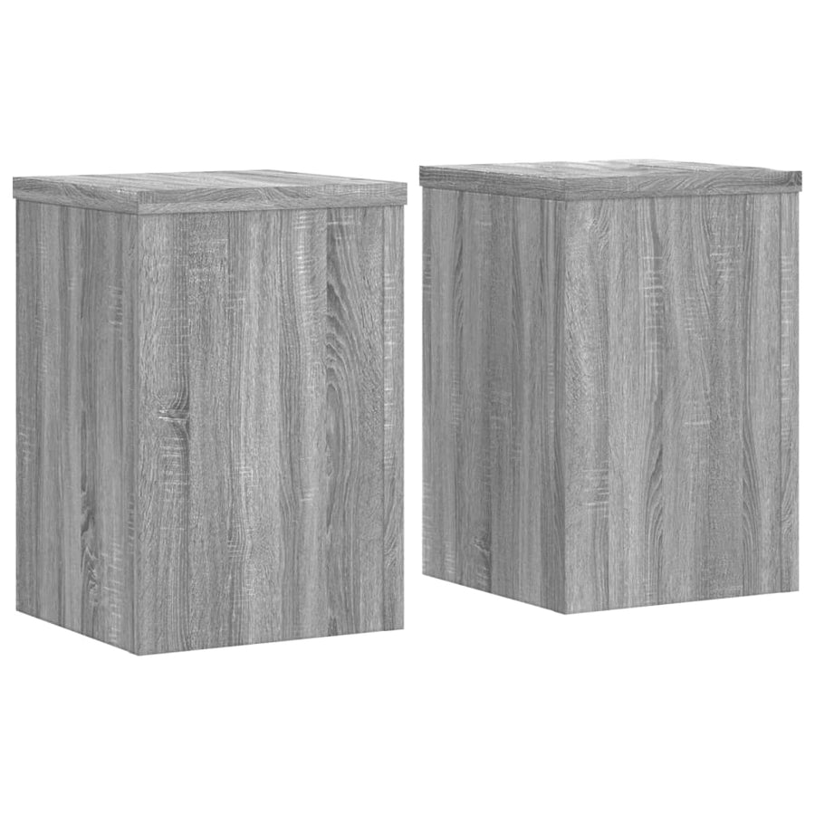 Plantenstandaards 2 st 20x20x30 cm bewerkt hout grijs sonoma