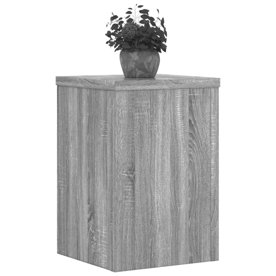 Plantenstandaards 2 st 20x20x30 cm bewerkt hout grijs sonoma