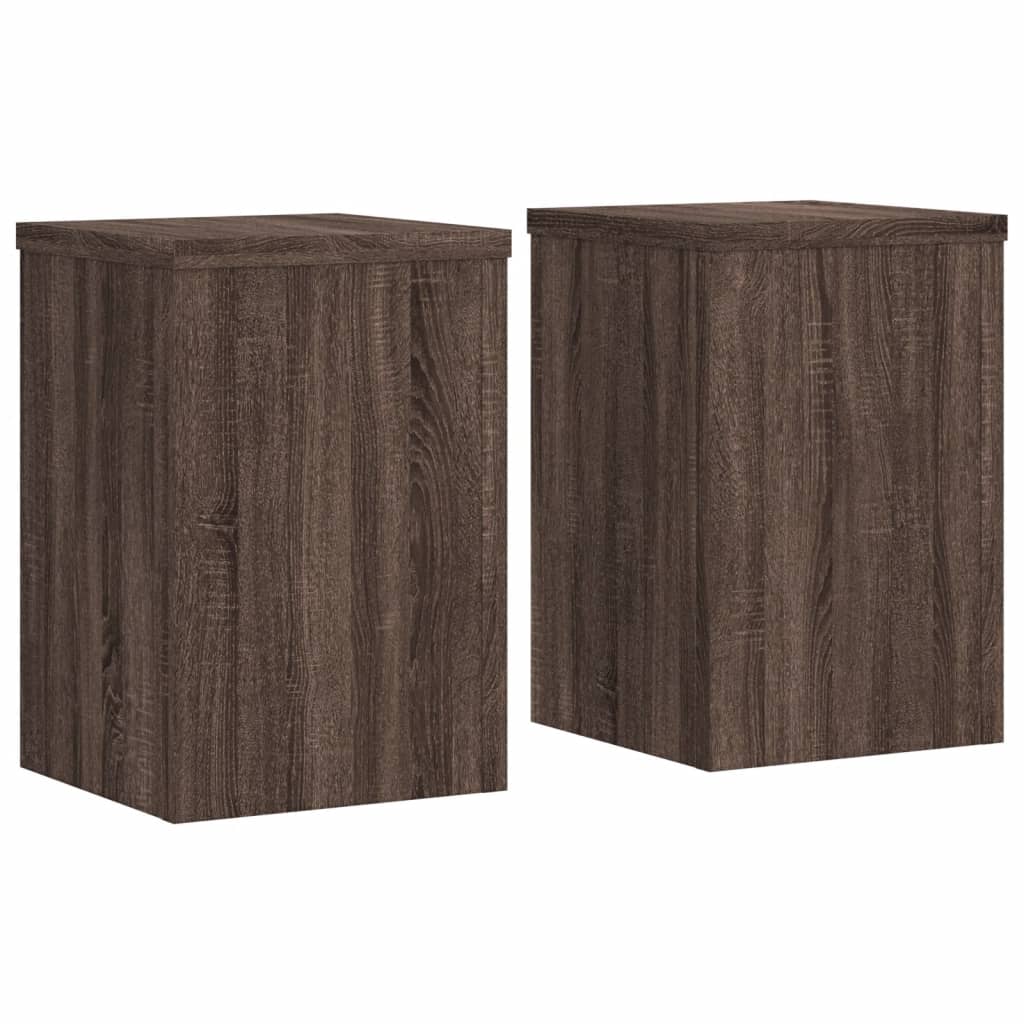 Plantenstandaards 2 st 20x20x30 cm bewerkt hout bruin eiken