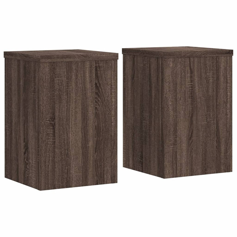 Plantenstandaards 2 st 20x20x30 cm bewerkt hout bruin eiken