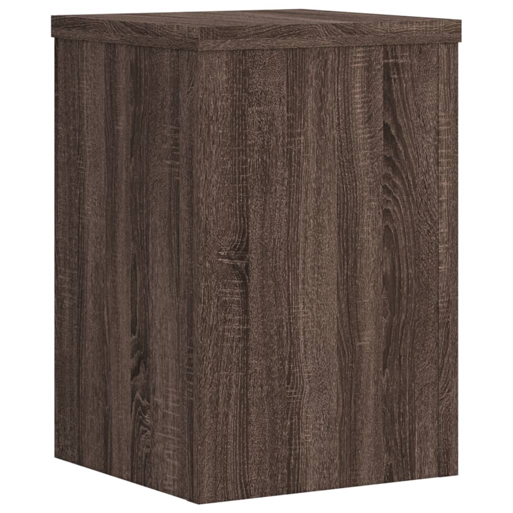 Plantenstandaards 2 st 20x20x30 cm bewerkt hout bruin eiken