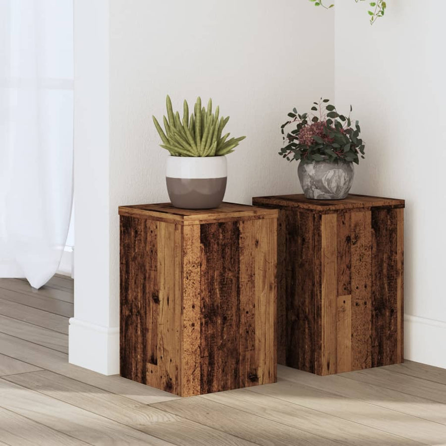 Plantenstandaards Bewerkt Hout Kleurig 20 x 20 x 30 cm Oud hout