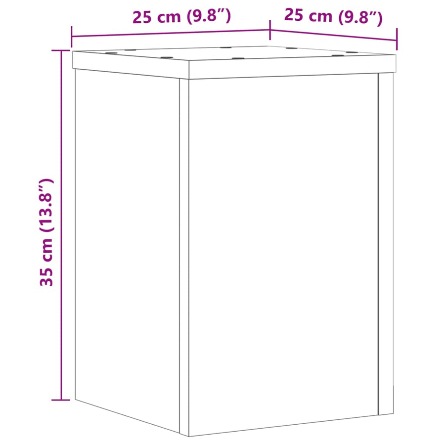 Plantenstandaards 2 st 25x25x35 cm bewerkt hout wit