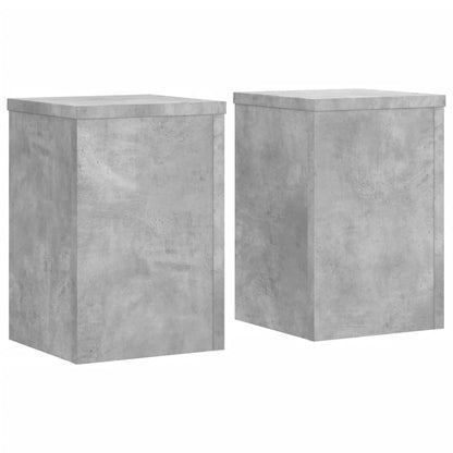 Plantenstandaards 2 st 25x25x35 cm bewerkt hout betongrijs