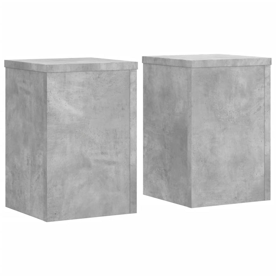 Plantenstandaards 2 st 25x25x35 cm bewerkt hout betongrijs