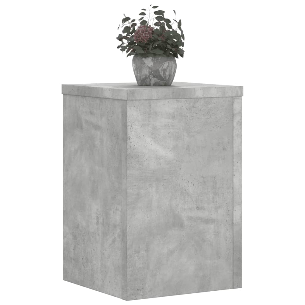 Plantenstandaards 2 st 25x25x35 cm bewerkt hout betongrijs
