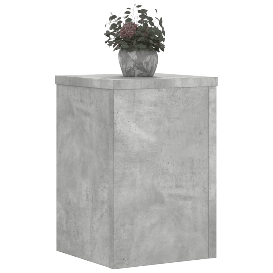 Plantenstandaards 2 st 25x25x35 cm bewerkt hout betongrijs