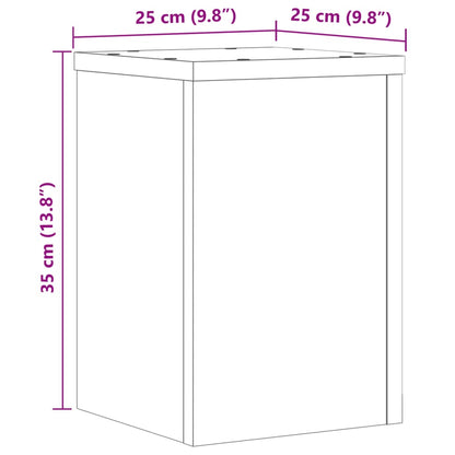 Plantenstandaards 2 st 25x25x35 cm bewerkt hout betongrijs