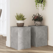 Plantenstandaard 2 st 25x25x35 cm bewerkt hout betongrijs