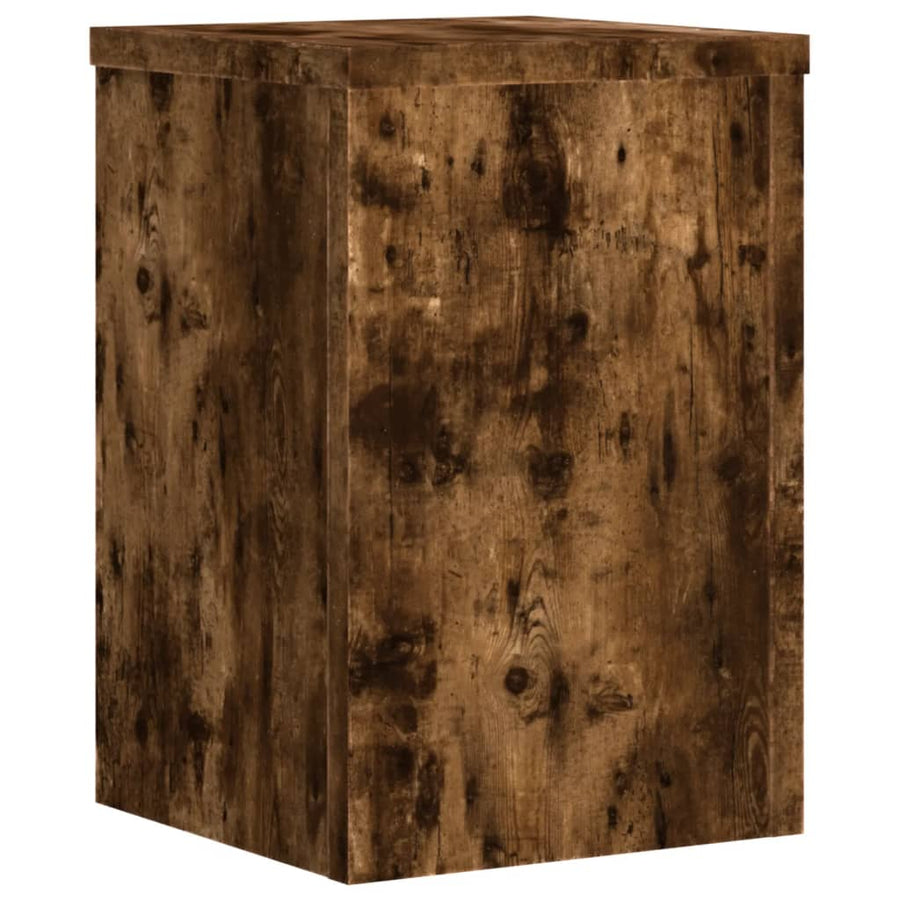 Plantenstandaards 2 st 25x25x35 cm bewerkt hout gerookt eiken