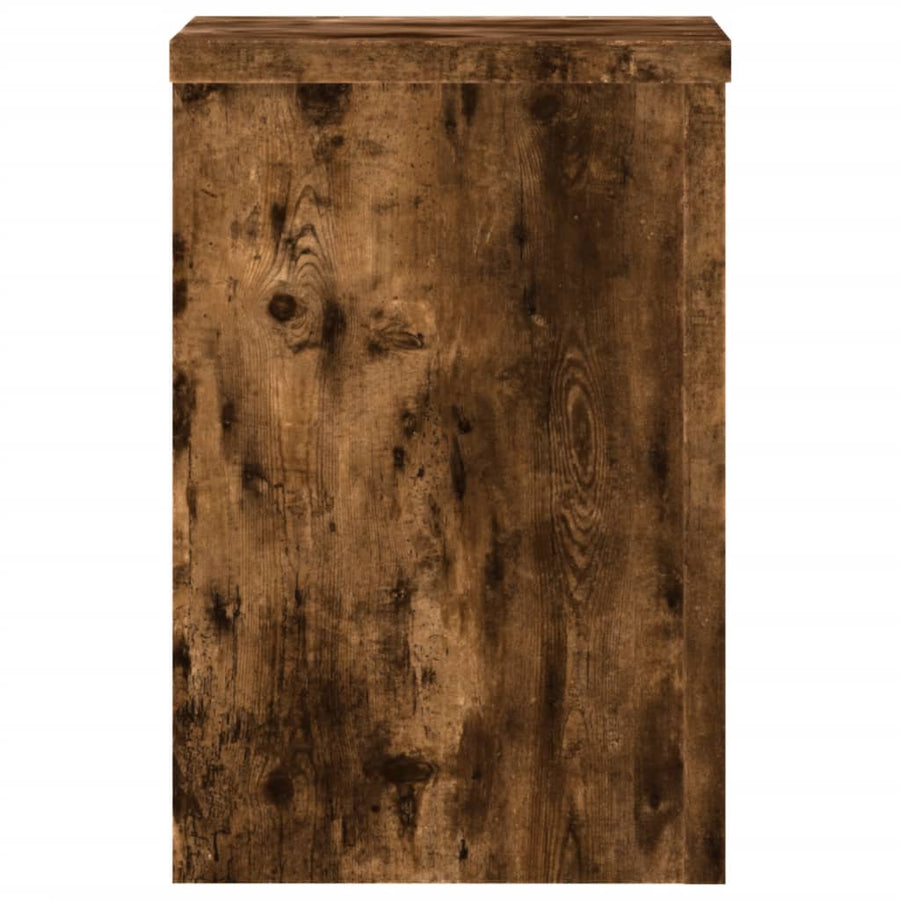 Plantenstandaards 2 st 25x25x35 cm bewerkt hout gerookt eiken