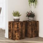 Plantenstandaard 2 st 25x25x35 cm bewerkt hout gerookt eiken