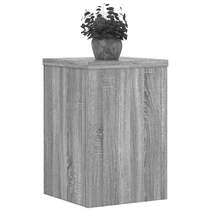 Plantenstandaards 2 st 25x25x35 cm bewerkt hout grijs sonoma