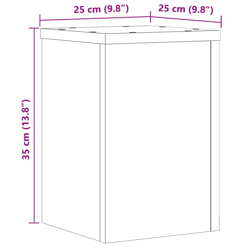 Plantenstandaards 2 st 25x25x35 cm bewerkt hout grijs sonoma