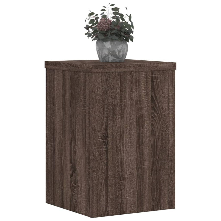 Plantenstandaards 2 st 25x25x35 cm bewerkt hout bruin eiken