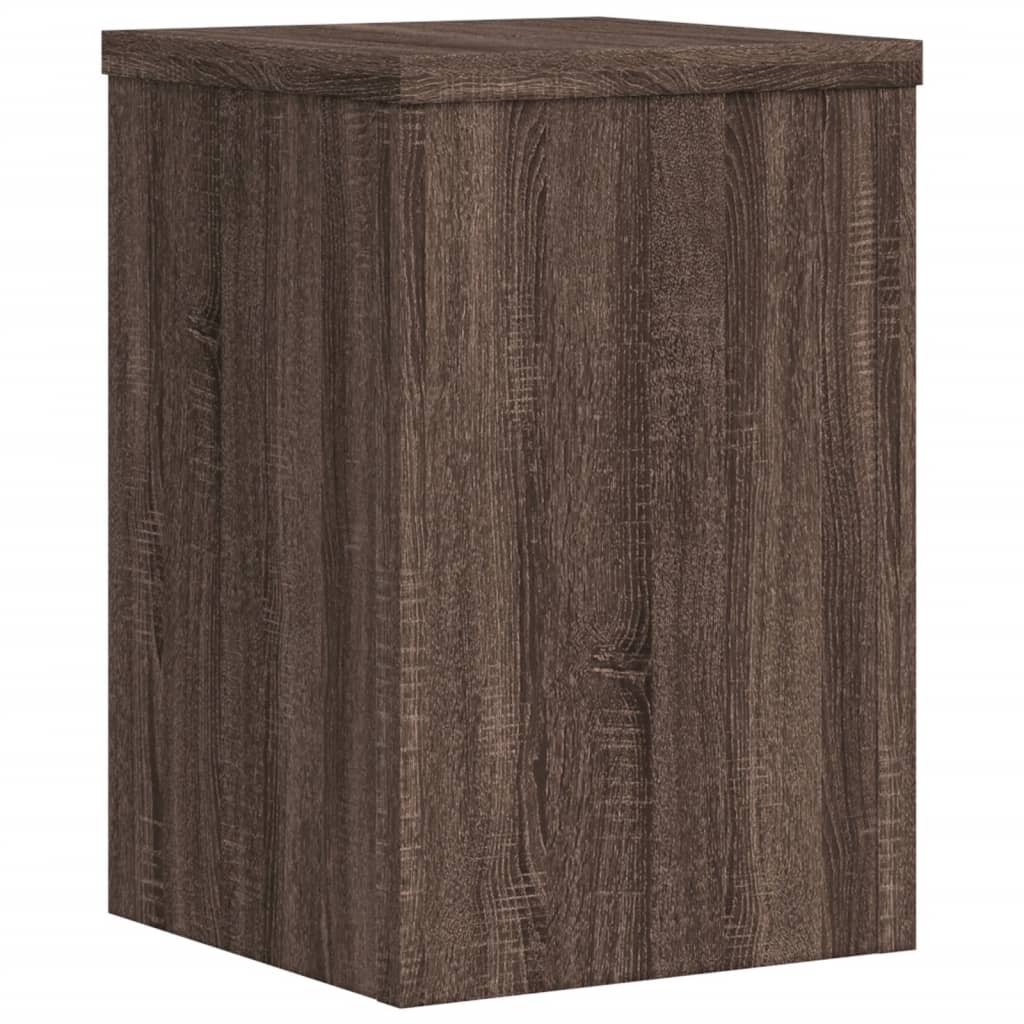 Plantenstandaards 2 st 25x25x35 cm bewerkt hout bruin eiken