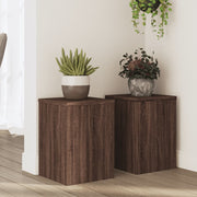 Plantenstandaard 2 st 25x25x35 cm bewerkt hout bruin eiken