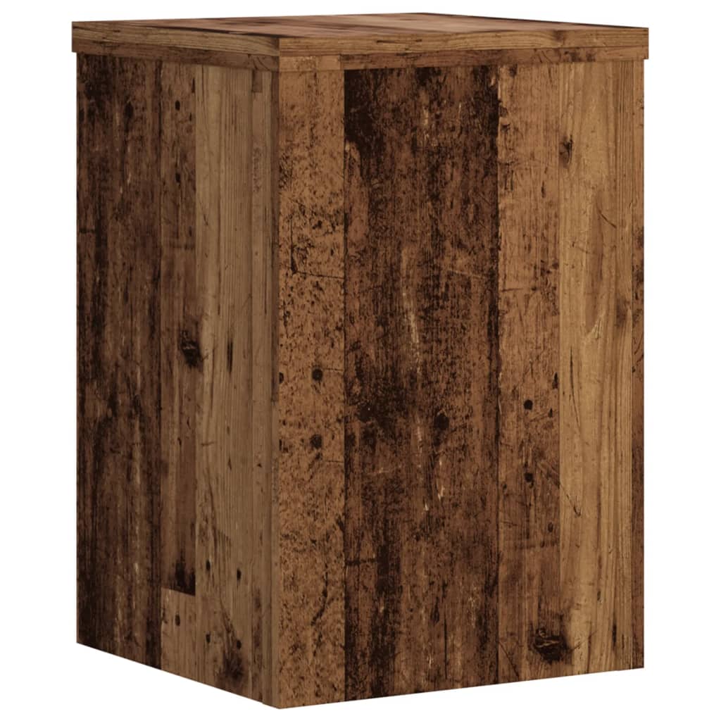 Plantenstandaards 2 st 25x25x35 cm bewerkt hout oud houtkleurig