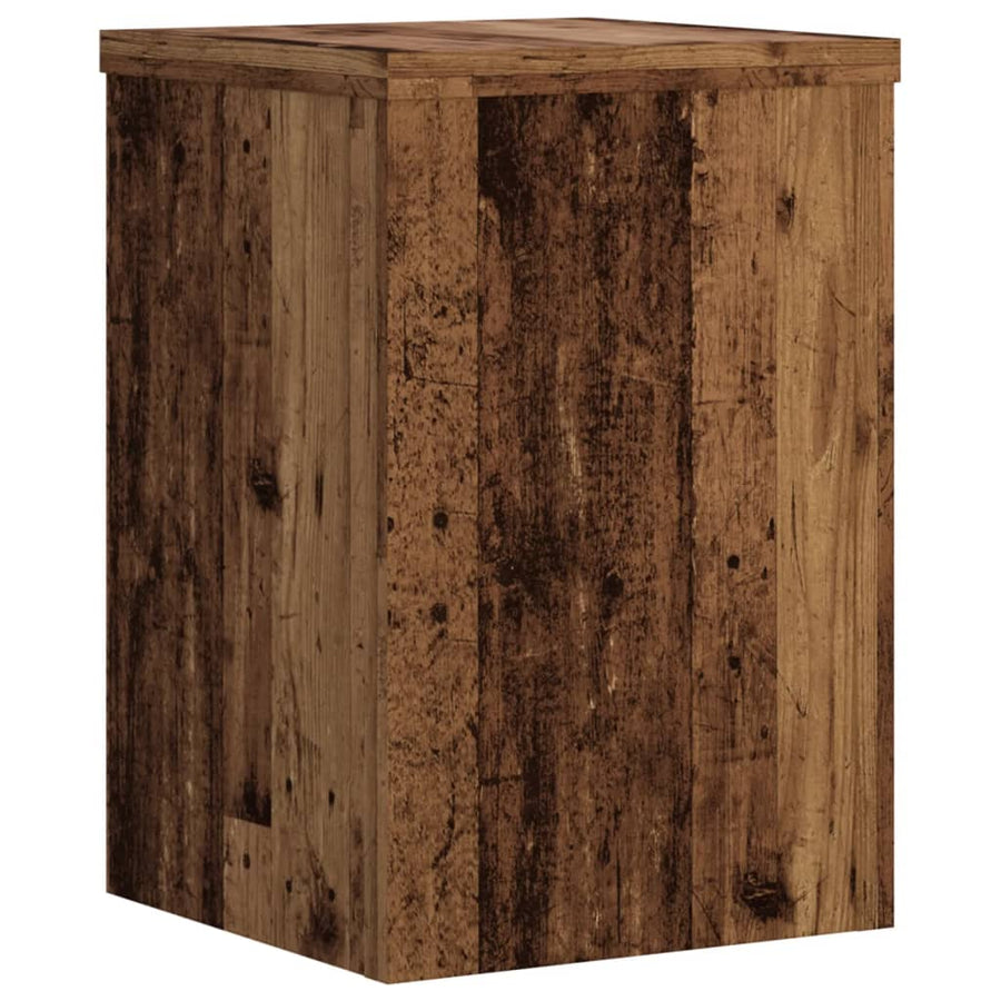 Plantenstandaards 2 st 25x25x35 cm bewerkt hout oud houtkleurig