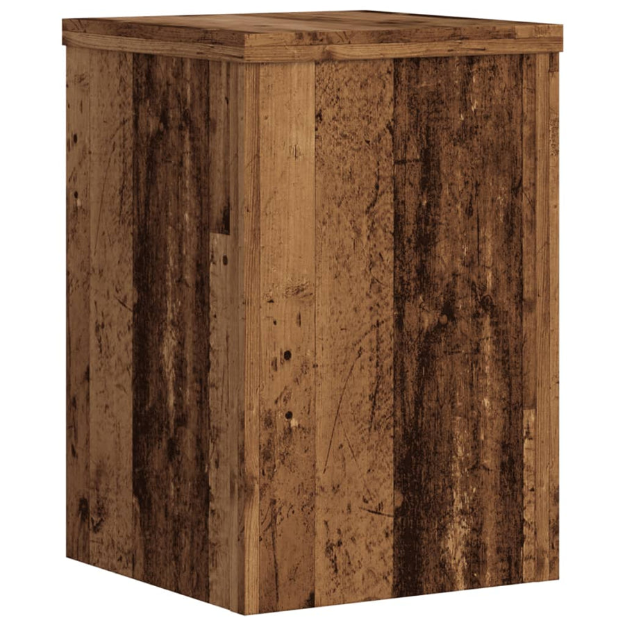 Plantenstandaards 2 st 25x25x35 cm bewerkt hout oud houtkleurig