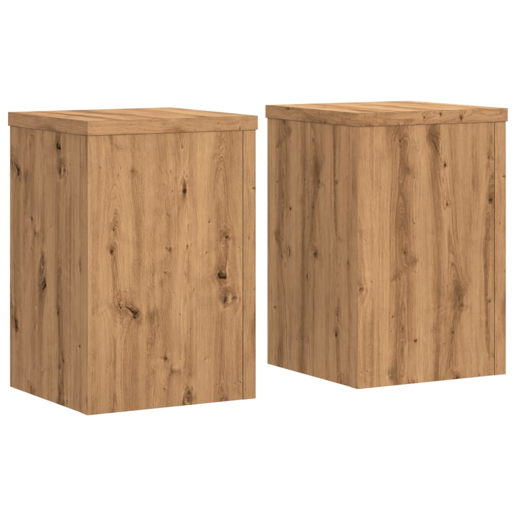 Plantenstandaards 2 st 25x25x35 cm hout artisanaal eiken