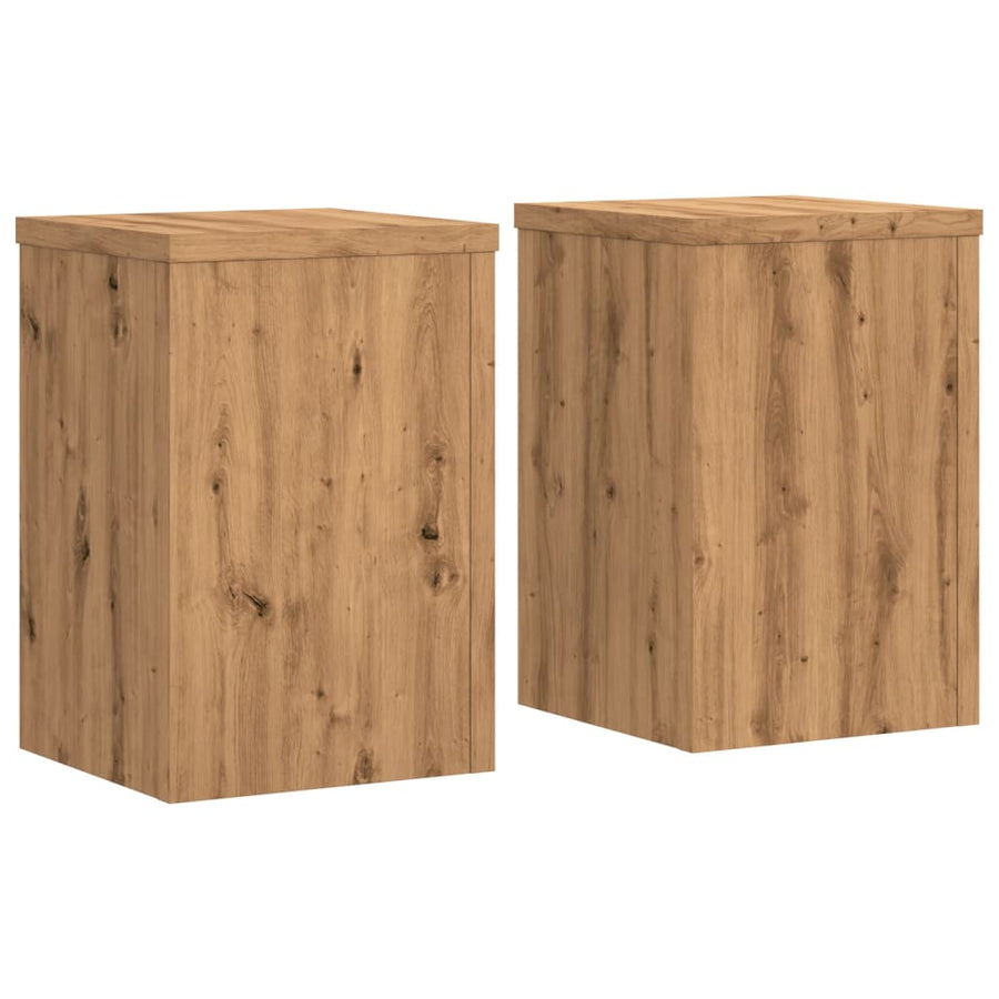 Plantenstandaards 2 st 25x25x35 cm hout artisanaal eiken