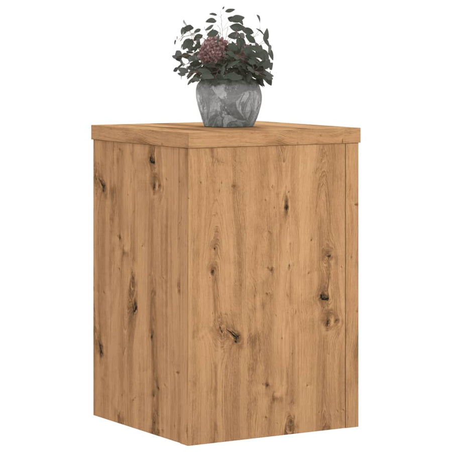 Plantenstandaards 2 st 25x25x35 cm hout artisanaal eiken