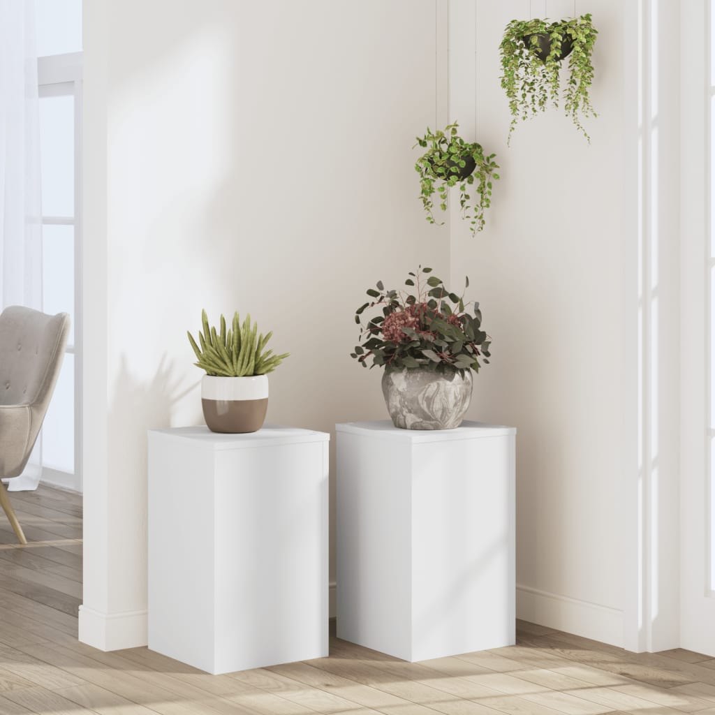 Plantenstandaards 2 st 30x30x50 cm bewerkt hout wit