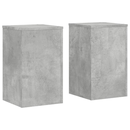Plantenstandaards 2 st 30x30x50 cm bewerkt hout betongrijs