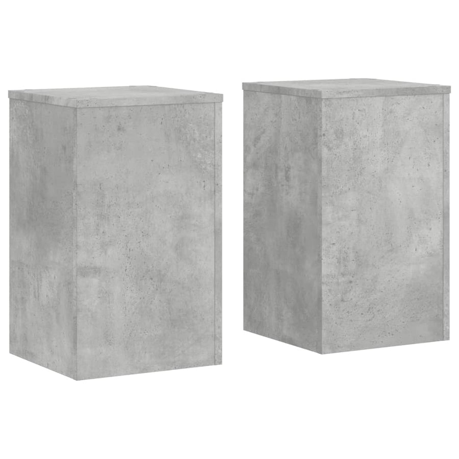 Plantenstandaards 2 st 30x30x50 cm bewerkt hout betongrijs