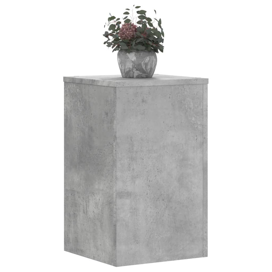 Plantenstandaards 2 st 30x30x50 cm bewerkt hout betongrijs