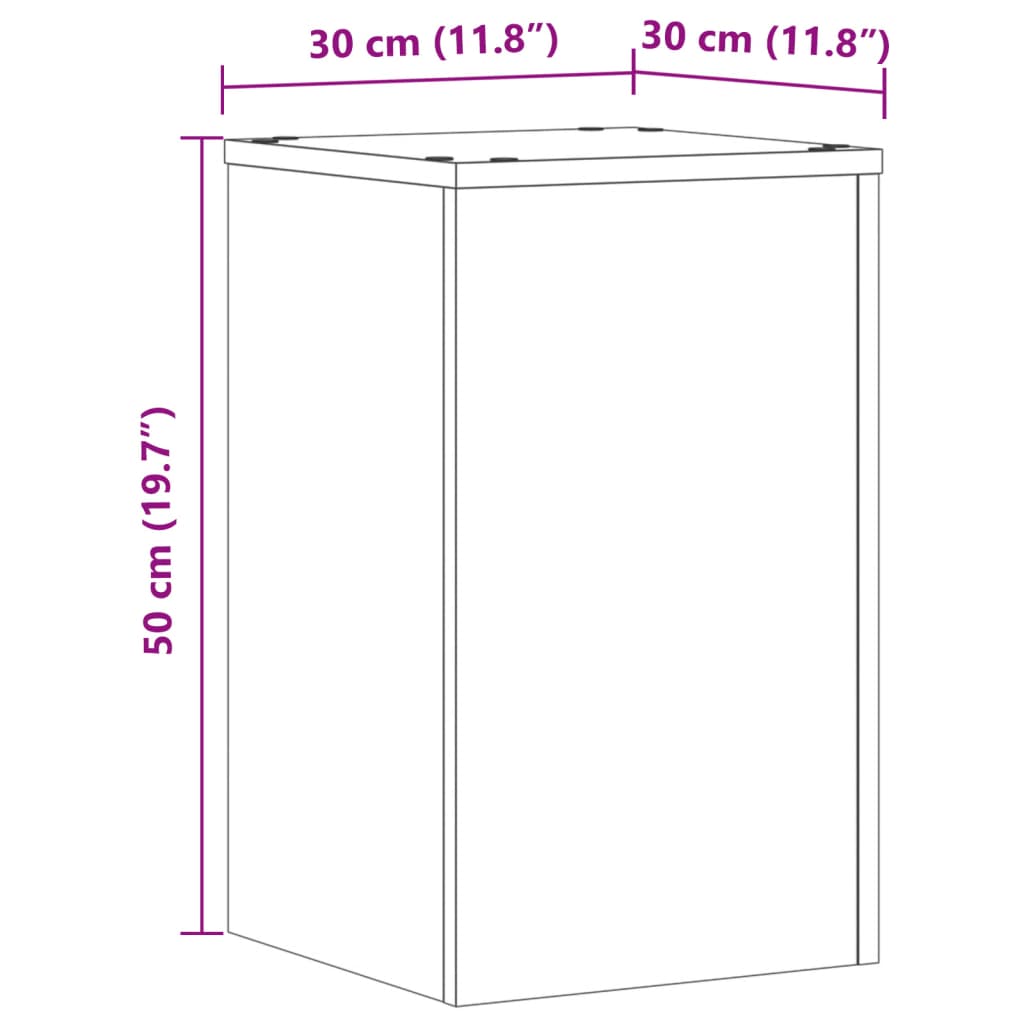 Plantenstandaards 2 st 30x30x50 cm bewerkt hout betongrijs