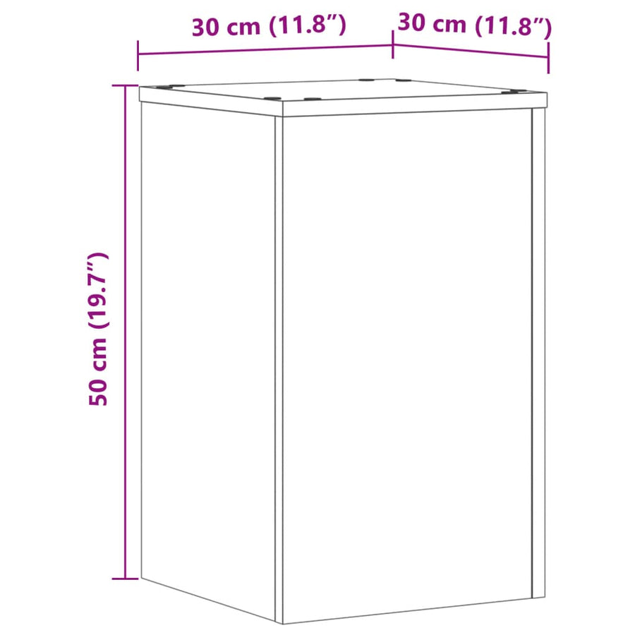 Plantenstandaards 2 st 30x30x50 cm bewerkt hout betongrijs