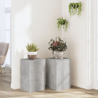 Plantenstandaard 30x30x50 cm bewerkt hout betongrijs 2 stuks