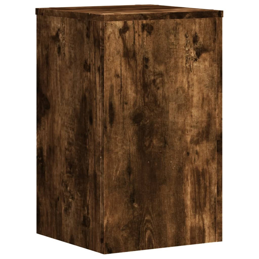 Plantenstandaards 2 st 30x30x50 cm bewerkt hout gerookt eiken