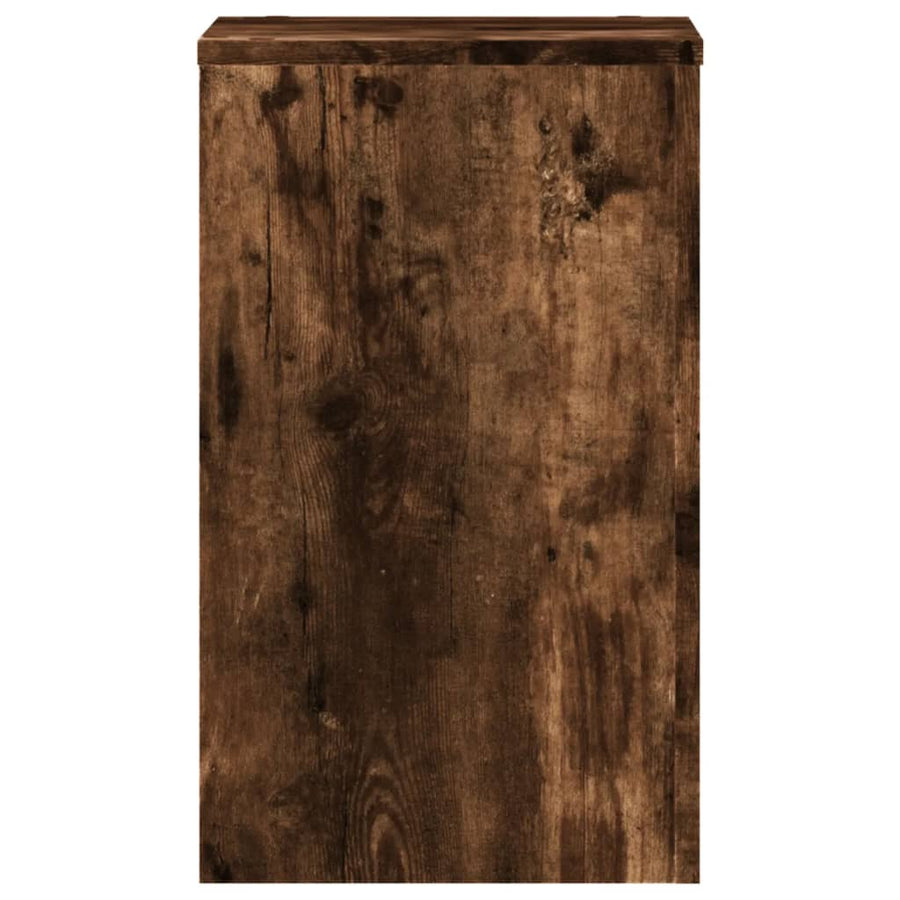 Plantenstandaards 2 st 30x30x50 cm bewerkt hout gerookt eiken