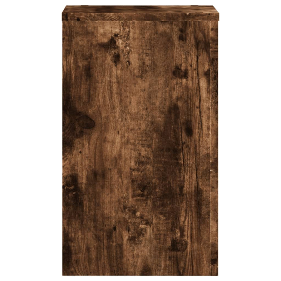 Plantenstandaards 2 st 30x30x50 cm bewerkt hout gerookt eiken