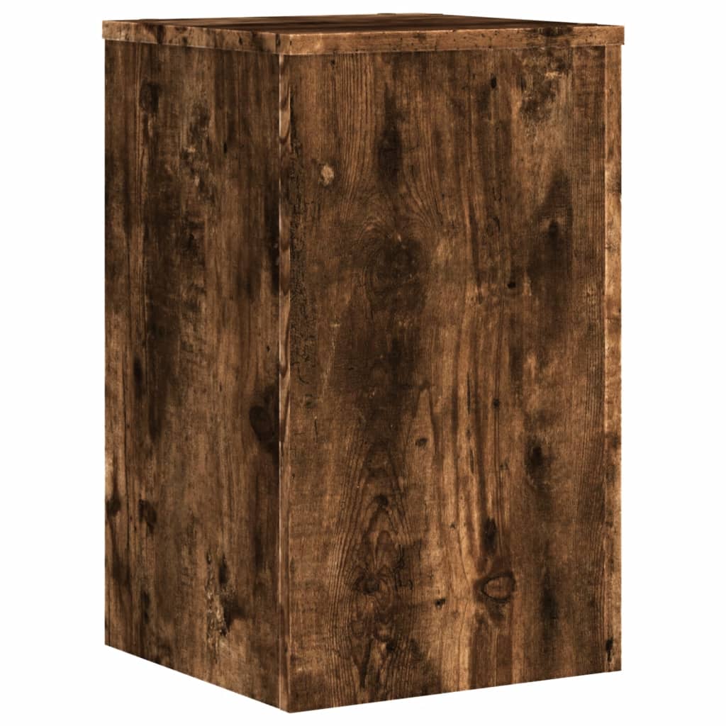 Plantenstandaards 2 st 30x30x50 cm bewerkt hout gerookt eiken