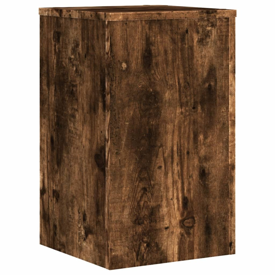 Plantenstandaards 2 st 30x30x50 cm bewerkt hout gerookt eiken
