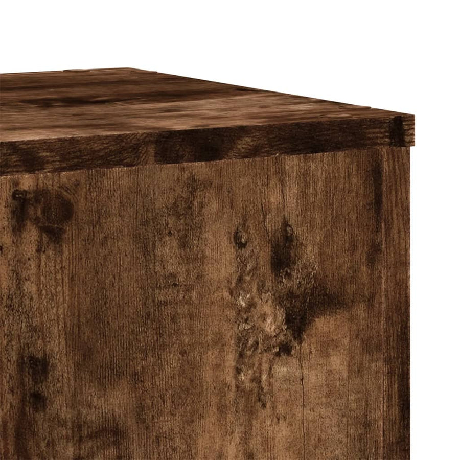 Plantenstandaards 2 st 30x30x50 cm bewerkt hout gerookt eiken