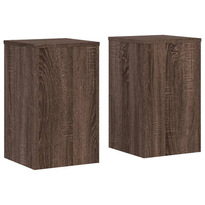 Plantenstandaards 2 st 30x30x50 cm bewerkt hout bruin eiken