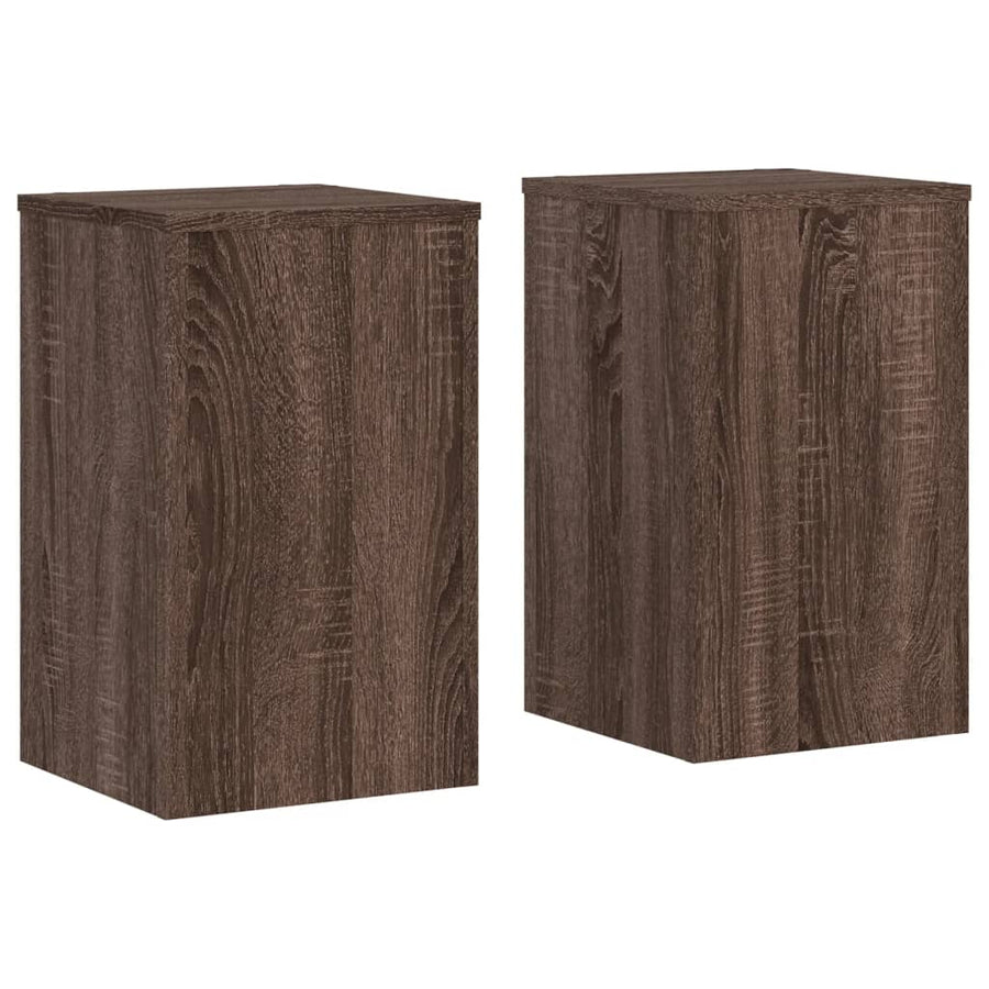 Plantenstandaards 2 st 30x30x50 cm bewerkt hout bruin eiken