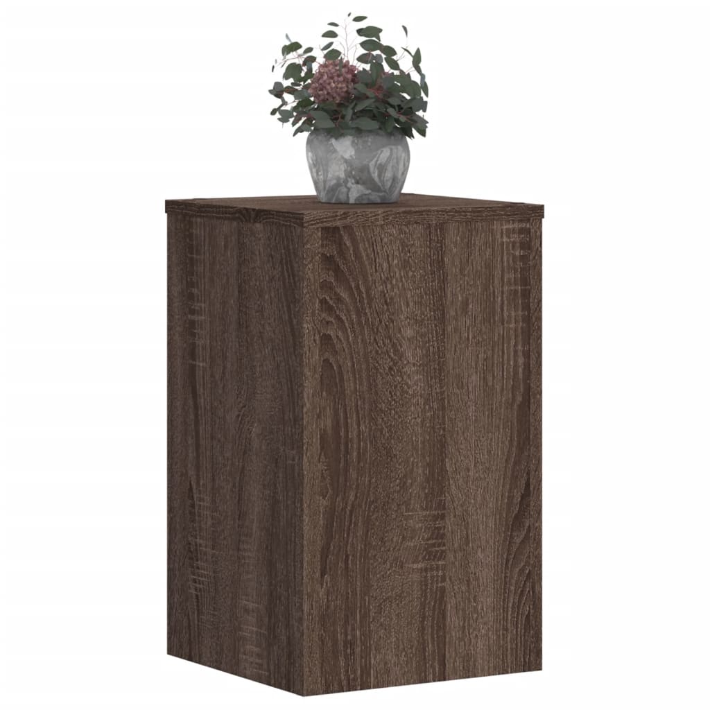 Plantenstandaards 2 st 30x30x50 cm bewerkt hout bruin eiken